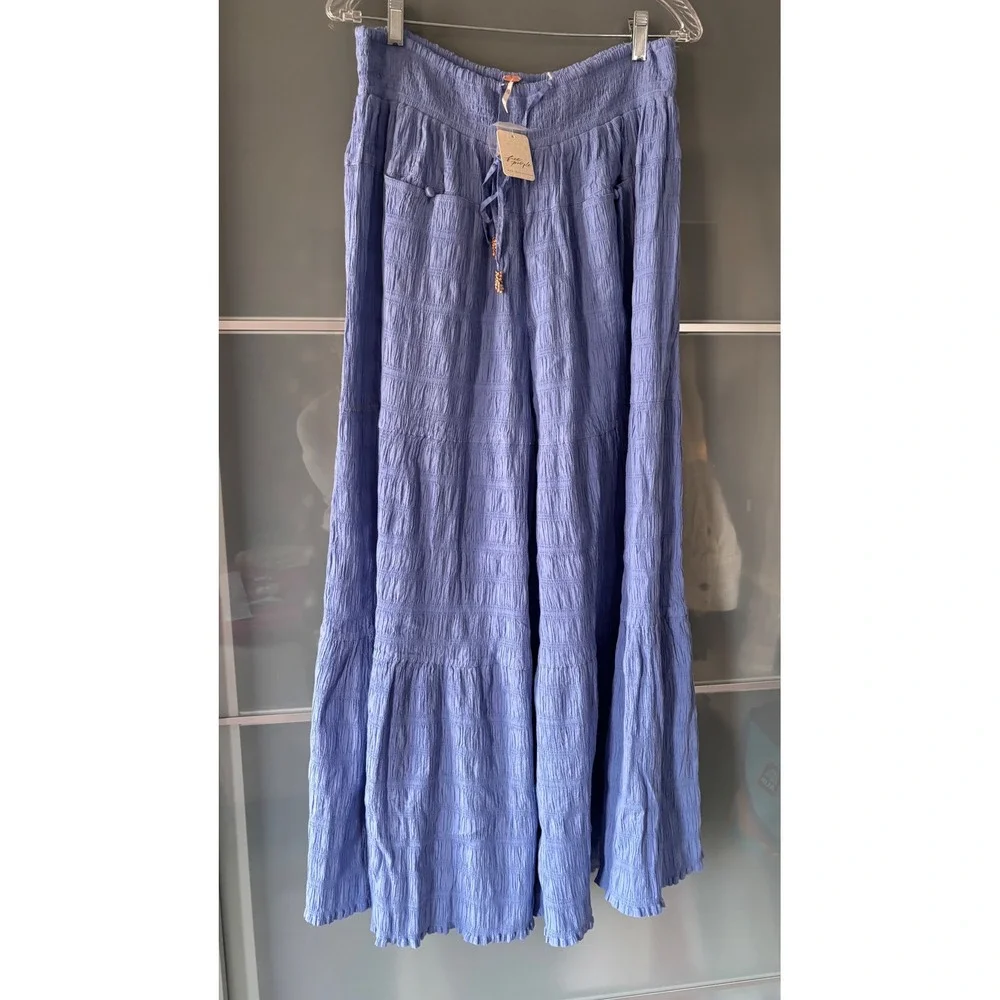 NWT** Free People In Paradise Wide Leg Pant Parachute Misty Dawn Medium Gauze